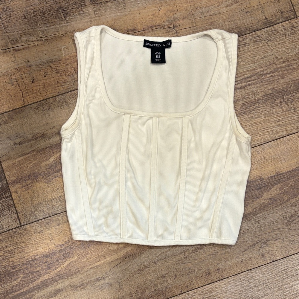 Off-white structured crop tank S